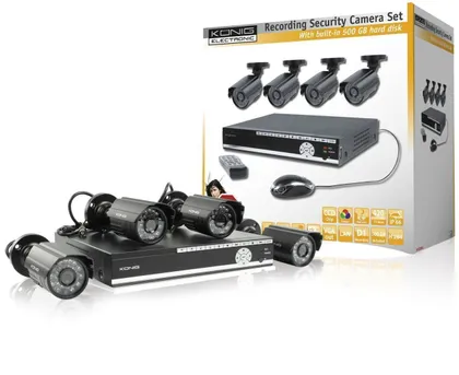 TURVASÜSTEEM KÖNIG 4 KAAMERAT+SALVESTUSKESKUS 15M IP66 500GB