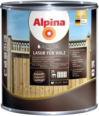 PUIDUKAITSEVAHEND ALPINA AQUA LASUR FÜR HOLZ 0,75L PALISANDER