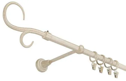 KARDINAPUU KOMPLEKT 1 TORU Ø16MM VALGE/KULDNE 2,4M KONKS