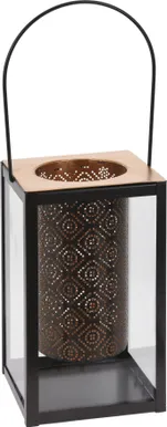 LATERN 13,5X13,5X23CM KULDNE KLAAS/METALL