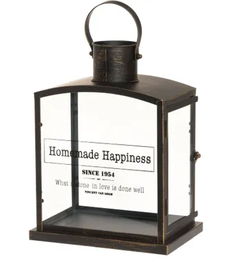 LATERN 'HAPPINESS' 24X16X32CM METALL MUST