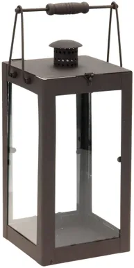 LATERN 18,2X16,2X42CM METALL PUIDUST KÄEPIDE ROOSTE-PRUUN