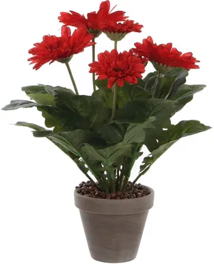 KUNSTLILL MICA DECORATIONS GERBERA Ø30X35CM POTIS Ø11,5 PUNANE/HALL