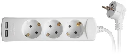 PIKENDUSJUHE TESATEK 3 PESA + 2XUSB 3,0M 3G1,0MM² 10A VALGE
