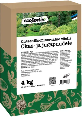 VÄETIS OKASPUUDELE JA DEKORATIIVTAIMEDELE ECOFERTIS 4KG