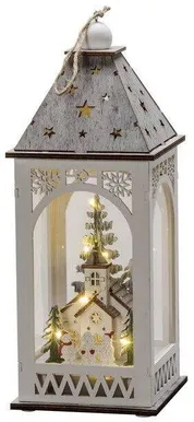 JÕULUKAUNISTUS KONSTSMIDE PUIDUST LATERN KIRIK JA JÕULUMEES 11X11X29