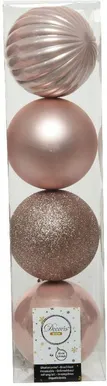 JÕULUEHTED DECORIS PURUNEMISKINDLAD 10CM, ROOSA MIX 4TK PAKIS