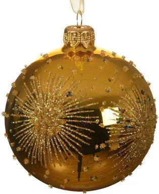 JÕULUEHE DECORIS 8CM KLAASIST TÄHTEDEGA, KULDNE