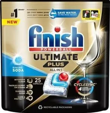 NÕUDEPESUMASINA TABLETID FINISH ULTIMATE PLUS BAKING SODA 25TK