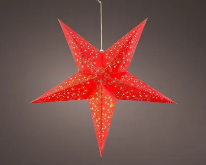 DEKORATSIOON LED-TÄHT PABER 18X60X60CM PUNANE/VALGE