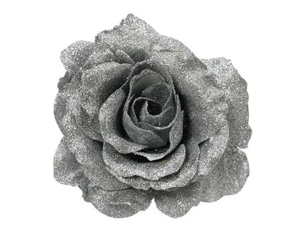 DEKORATSIOON ROOS POLÜESTER 12X12X7CM HÕBE