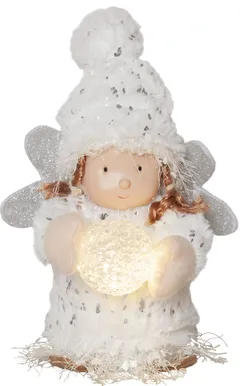 DEKORATSIOON HALL INGEL 20CM 1 LED TULI PATAREITOIDE