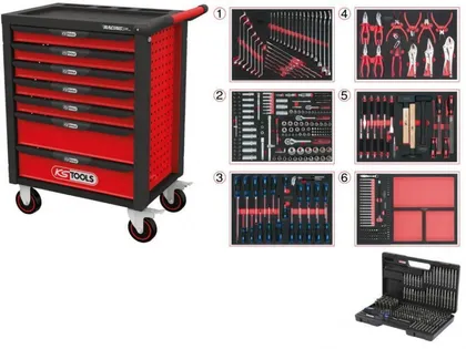 TÖÖRIISTAKÄRU KS TOOLS RACINGLINE 7 SAHTLIT+KOMPLEKT, 598 OSA