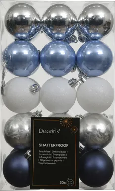 JÕULUKUULID Ø6CM VÄRVIDE MIX 30TK PAKIS