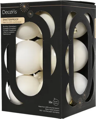 JÕULUKUULID Ø6CM PLAST VALGE 12TK PAKIS