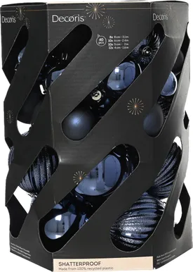 JÕULUKUULID PURUNEMISKINDEL, SININE MIX 40TK PAKIS