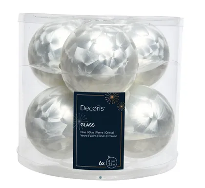 JÕULUKUULID Ø8CM MATT KLAAS VALGE 6TK PAKIS