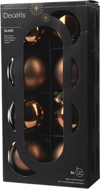 JÕULUKUULID Ø7CM KLAAS TUMEPRUUN 8TK PAKIS