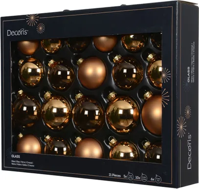 JÕULUKUULID Ø7CM KLAASHELE PRUUN 21TK PAKIS