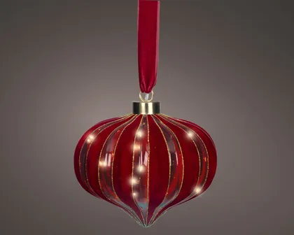 JÕULUKUJU RIPPUV 15LED KLAAS 20X21CM PUNANE