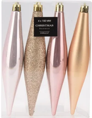 JÕULUKUULID TILK 12CM ROOSA/PÄRL 4TK PAKIS