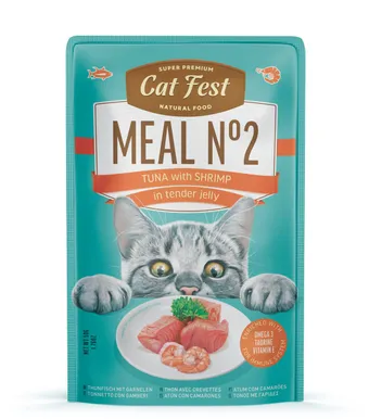 MÄRGTOIT CATFEST KASSIDELE TUUNIKALA TARRETIS KREVETTIDEGA 12X50G
