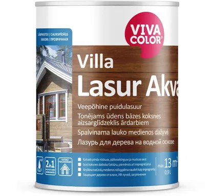 PUIDULASUUR VIVACOLOR VILLA LASUR AKVA 0,9L VÄRVITU TOONIMISALUS