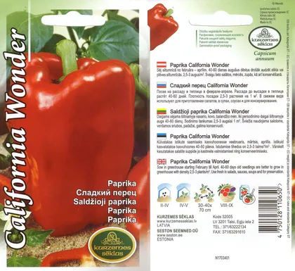 SEEMNED KURZEMES SEKLAS PAPRIKA CALIFORNIA WONDE (PUNANE) 0,5G
