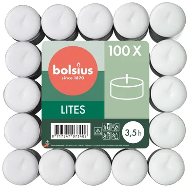 TEEKÜÜNAL BOLSIUS 3,5H VALGE 100TK PAKIS