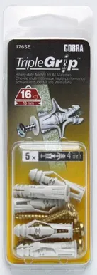 UNIVERSAALNE TÜÜBEL COBRA TRIPLE-GRIP 6MM MESSING 5TK PAKIS