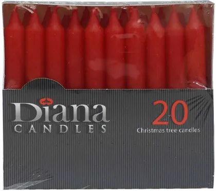 KUUSEKÜÜNLAD DIANA PARAFIINIST 1,5H PUNANE 20TK