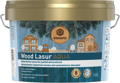 DEKORATIIVNE PUIDUKAITSEVAHEND ESKARO WOOD LASUR AQUA 2,5L MAHAGON