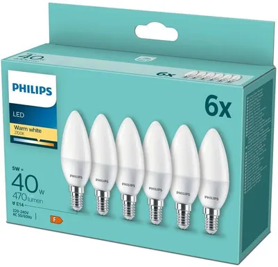 LED LAMP PHILIPS 5 - 40W B35 E14 2700K 6TK PAKIS