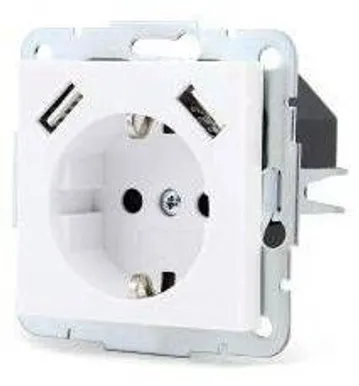 PISTIKUPESA MAANDUSEGA TESATEK 55X55MM 2XUSB 2,8A RAAMITA