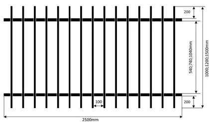 VARBAIA MOODUL ZN 1,0X2,5M RAL9005