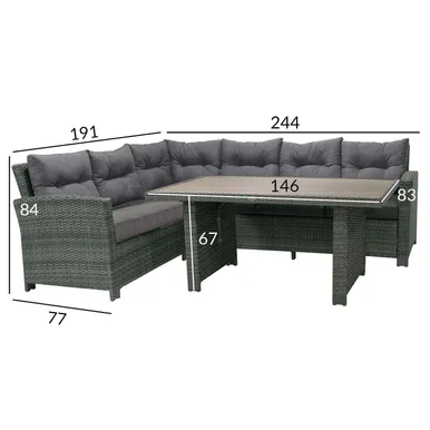 AIAMÖÖBLIKOMPLEKT PAVIA, LAUD JA NURGADIIVAN