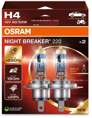 AUTOPIRN OSRAM NIGHT BREAKER 220 H4 60/55W 12V 2TK PAKIS