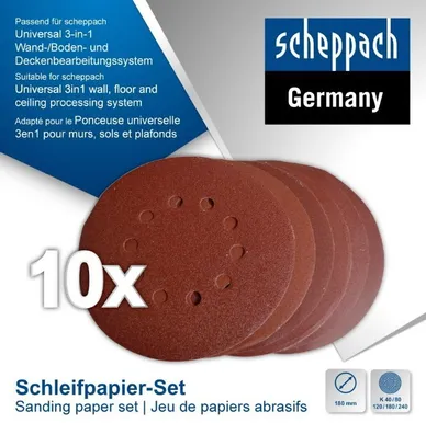 LIHVKETASTE KOMPLEKT SCHEPPACH VELCRO CG Ø180MM P40/80/120/180/240