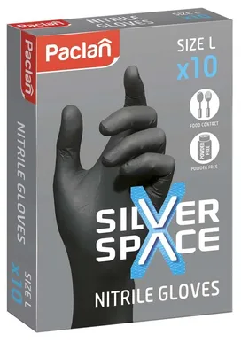 NITRIILKINDAD PACLAN SILVER SPACE L SUURUS, 10TK PAKIS