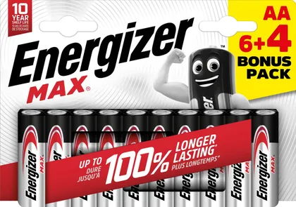 PATAREI ENERGIZER MAX ALKALINE AA 1,5V 10TK PAKIS